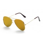 Yellow Oversized Aviator Rider Mirror Polarized Lens Gold Frame Vintage Sunglasses
